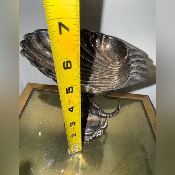 Vintage Silver Plated Metal Compote Koi Dragon Fish Dolphin Pedestal - Picture 8 of 10